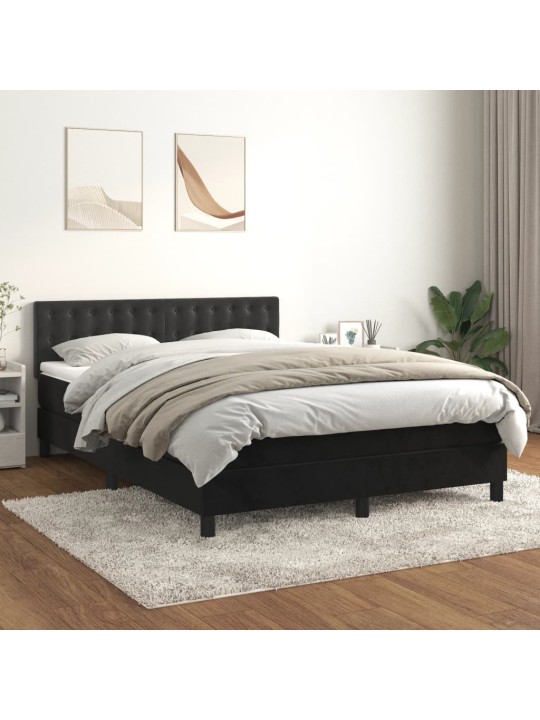 Box spring postel s matrací černá 140x200 cm samet