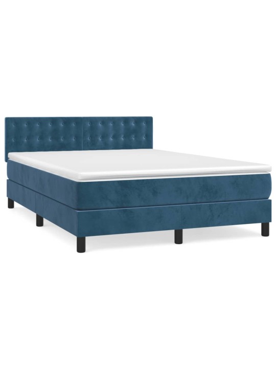 Box spring postel s matrací tmavě modrá 140x200 cm samet