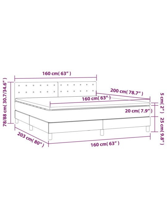 Box spring postel s matrací světle šedá 160x200 cm samet