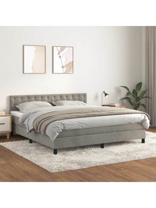 Box spring postel s matrací světle šedá 180x200 cm samet