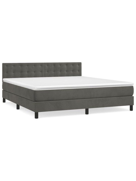 Box spring postel s matrací tmavě šedá 180x200 cm samet