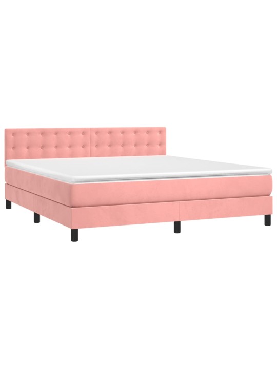 Box spring postel s matrací růžová 180x200 cm samet