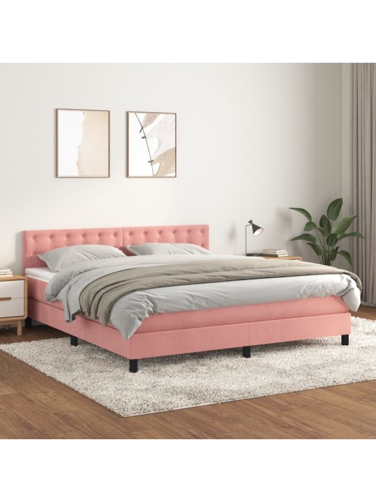 Box spring postel s matrací růžová 180x200 cm samet