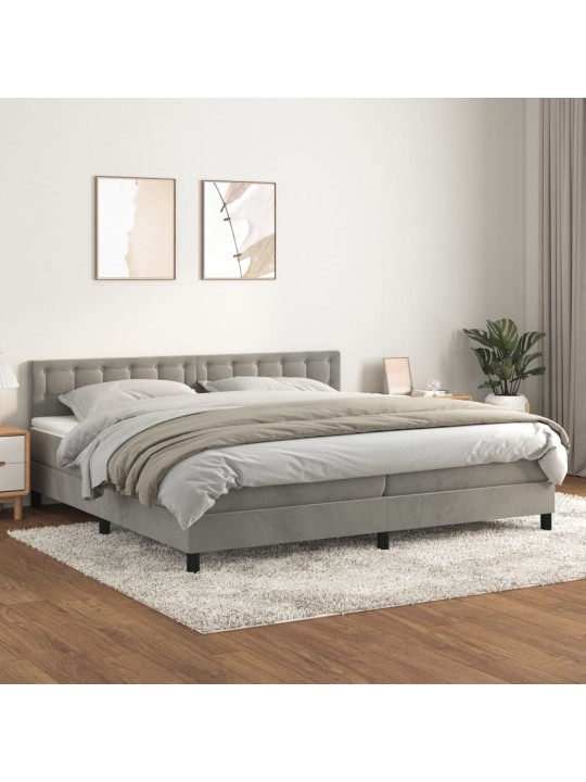 Box spring postel s matrací světle šedá 200x200 cm samet