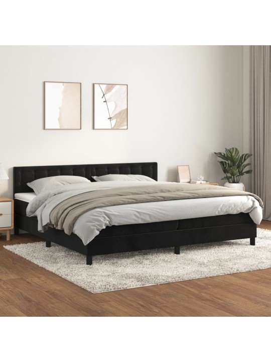 Box spring postel s matrací černá 200x200 cm samet