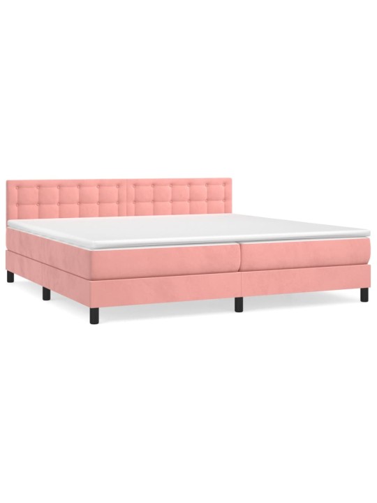 Box spring postel s matrací růžová 200x200 cm samet