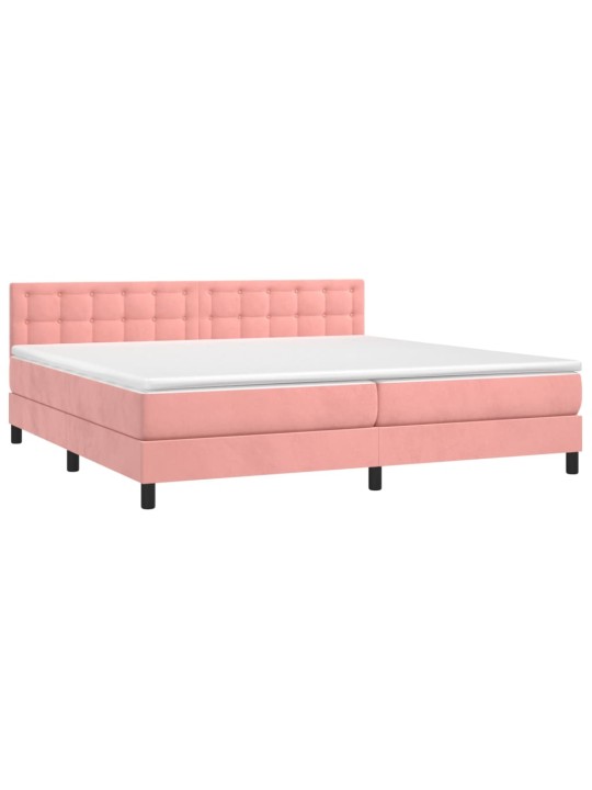 Box spring postel s matrací růžová 200x200 cm samet