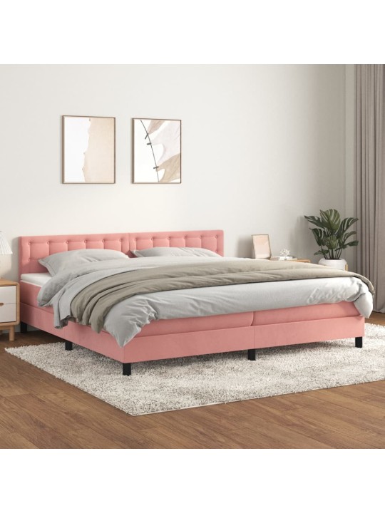Box spring postel s matrací růžová 200x200 cm samet