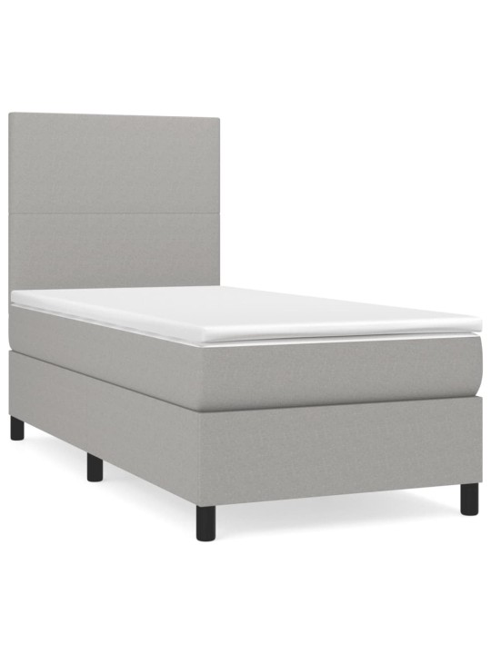 Box spring postel s matrací světle šedá 90x190 cm textil