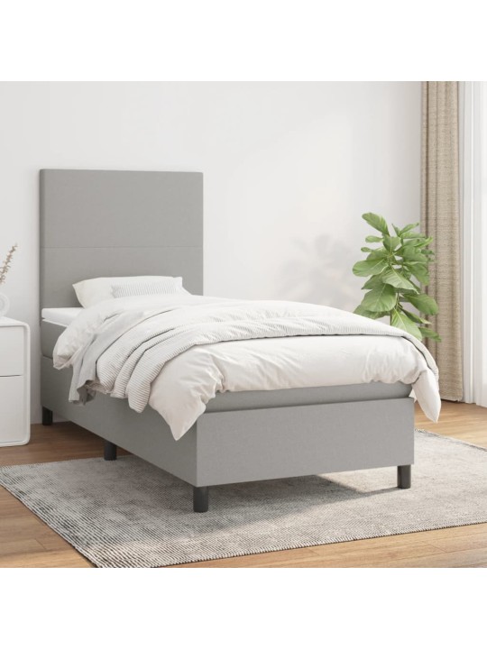Box spring postel s matrací světle šedá 90x200 cm textil