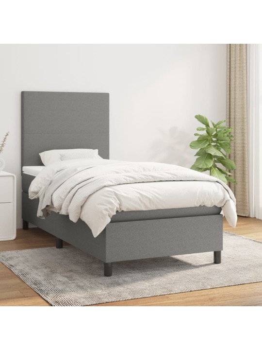 Box spring postel s matrací tmavě šedá 90x200 cm textil