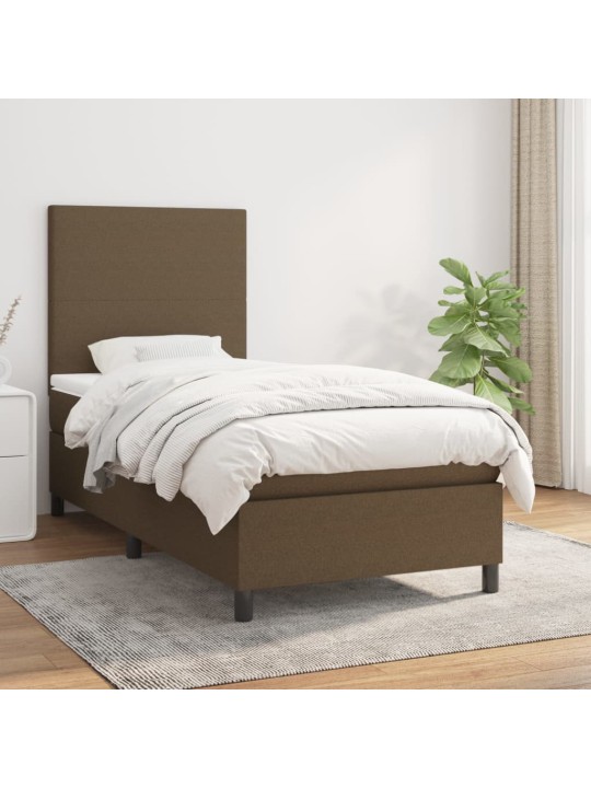 Box spring postel s matrací tmavě hnědá 90x200 cm textil
