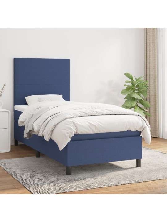 Box spring postel s matrací modrá 90x200 cm textil