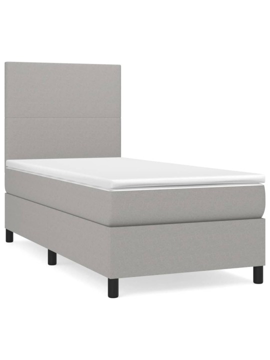 Box spring postel s matrací světle šedý 100 x 200 cm textil