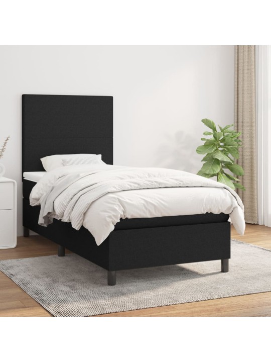 Box spring postel s matrací černá 100 x 200 cm textil