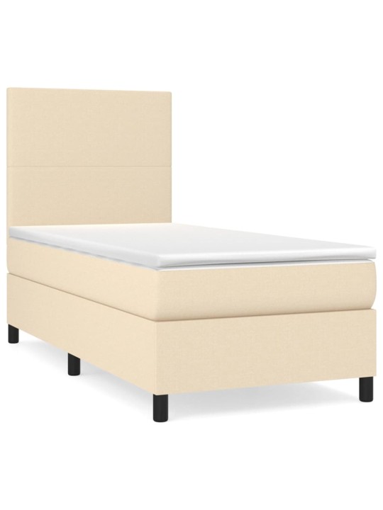 Box spring postel s matrací krémová 100 x 200 cm textil