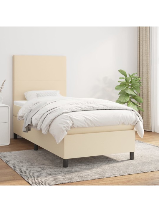 Box spring postel s matrací krémová 100 x 200 cm textil