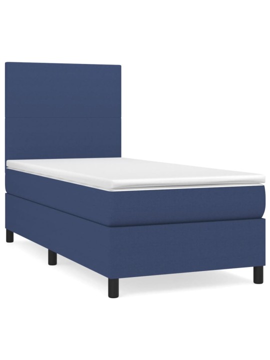 Box spring postel s matrací modrá 100 x 200 cm textil