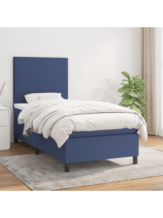Box spring postel s matrací modrá 100 x 200 cm textil