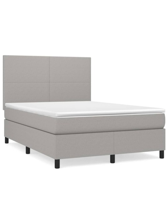 Box spring postel s matrací světle šedá 140 x 200 cm textil
