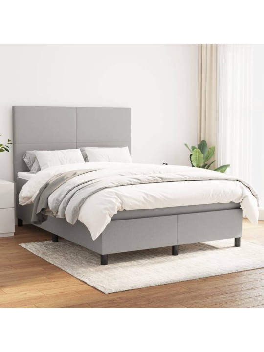Box spring postel s matrací světle šedá 140 x 200 cm textil