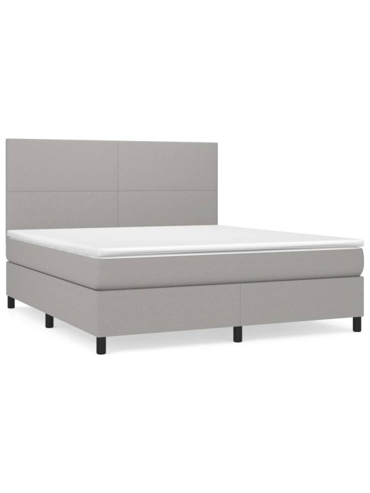 Box spring postel s matrací světle šedá 160 x 200 cm textil