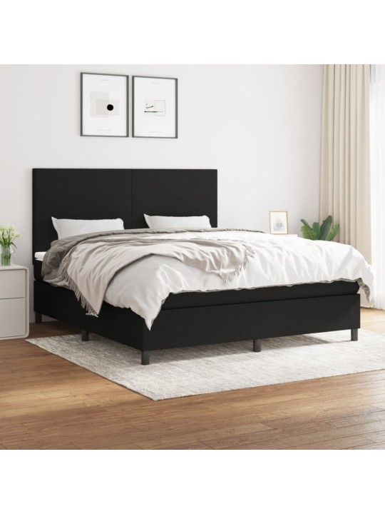 Box spring postel s matrací černá 160x200 cm textil