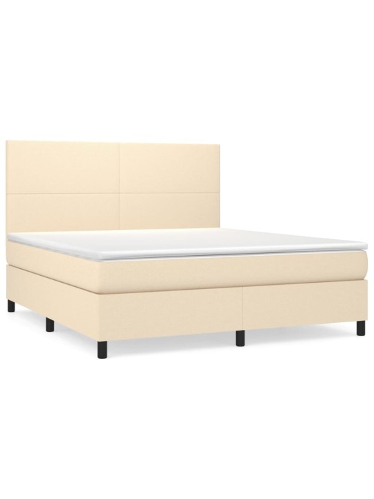 Box spring postel s matrací krémová 160x200 cm textil