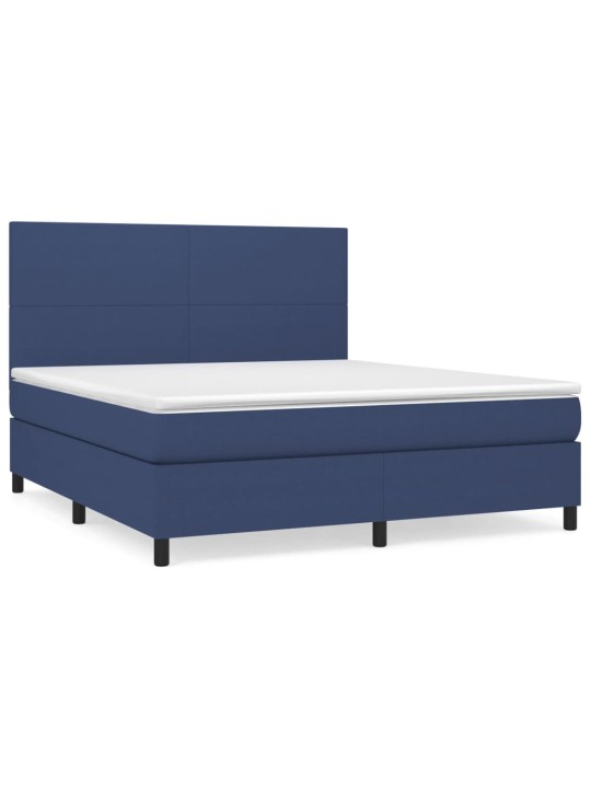 Box spring postel s matrací modrá 160x200 cm textil