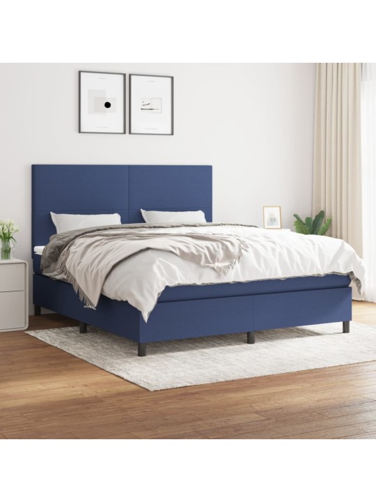 Box spring postel s matrací modrá 160x200 cm textil