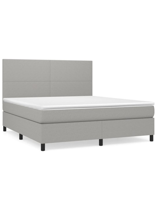 Box spring postel s matrací světle šedá 180 x 200 cm textil