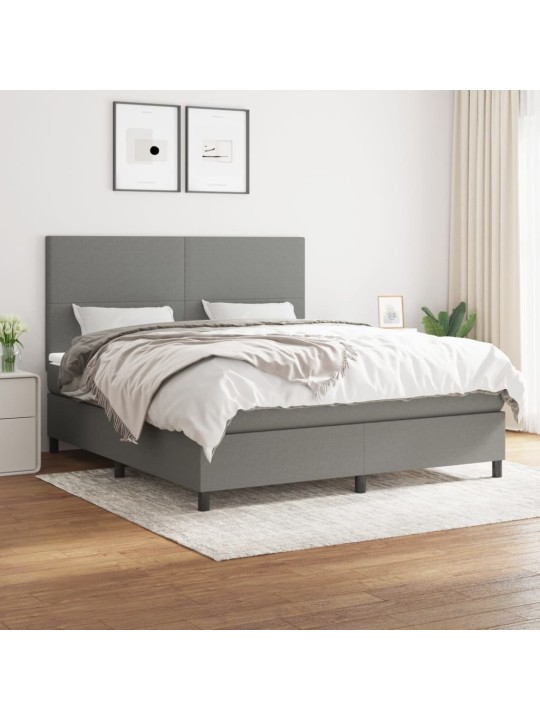 Box spring postel s matrací tmavě šedá 180x200 cm textil