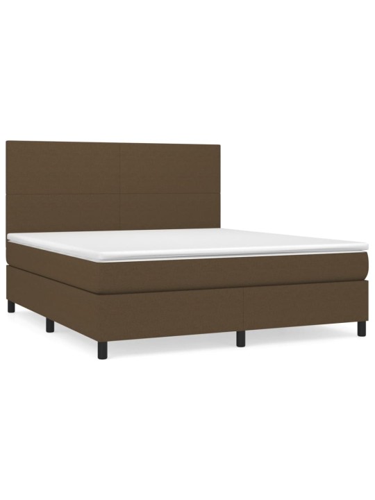 Box spring postel s matrací tmavě hnědá 180x200 cm textil