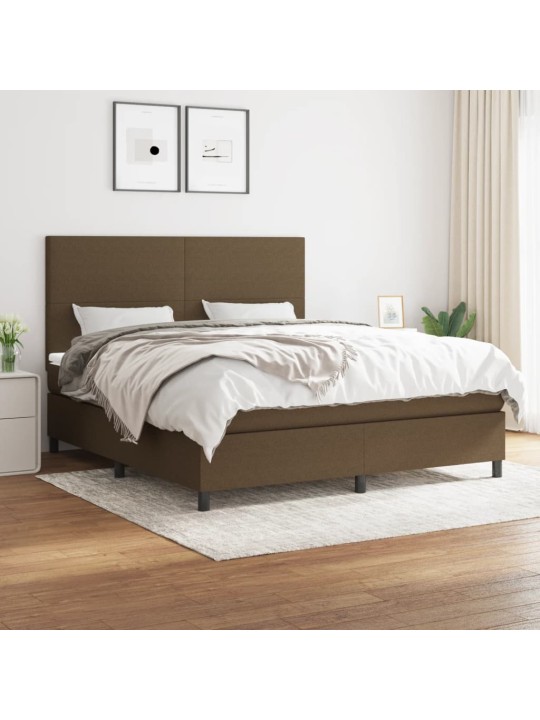 Box spring postel s matrací tmavě hnědá 180x200 cm textil