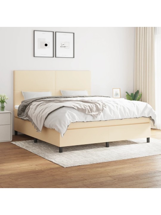 Box spring postel s matrací krémová 180x200 cm textil
