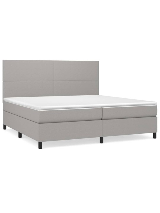 Box spring postel s matrací světle šedá 200 x 200 cm textil