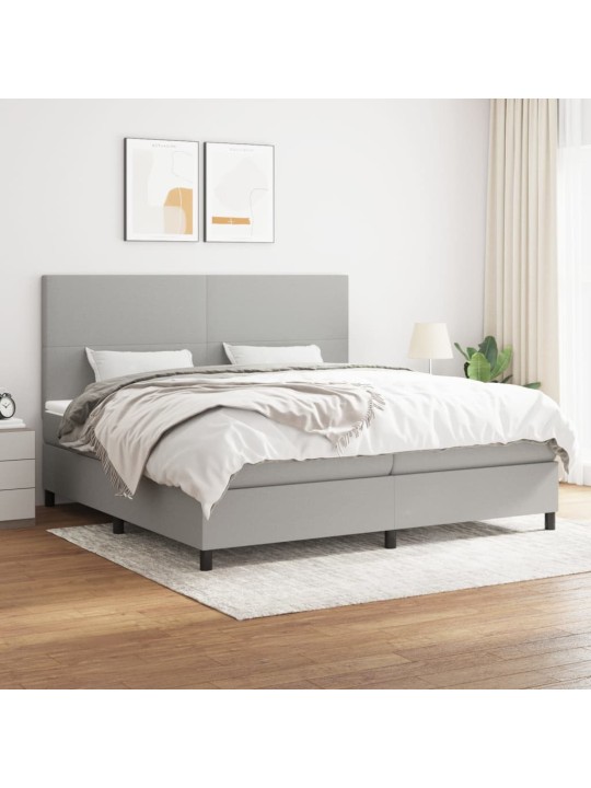 Box spring postel s matrací světle šedá 200 x 200 cm textil