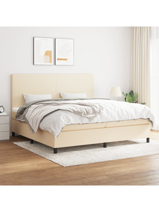 Box spring postel s matrací krémová 200x200 cm textil