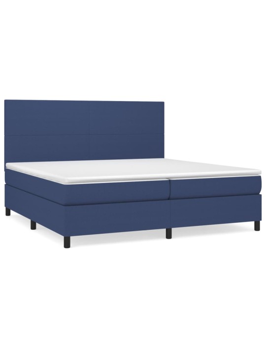 Box spring postel s matrací modrá 200x200 cm textil