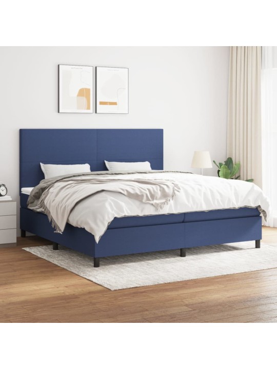 Box spring postel s matrací modrá 200x200 cm textil