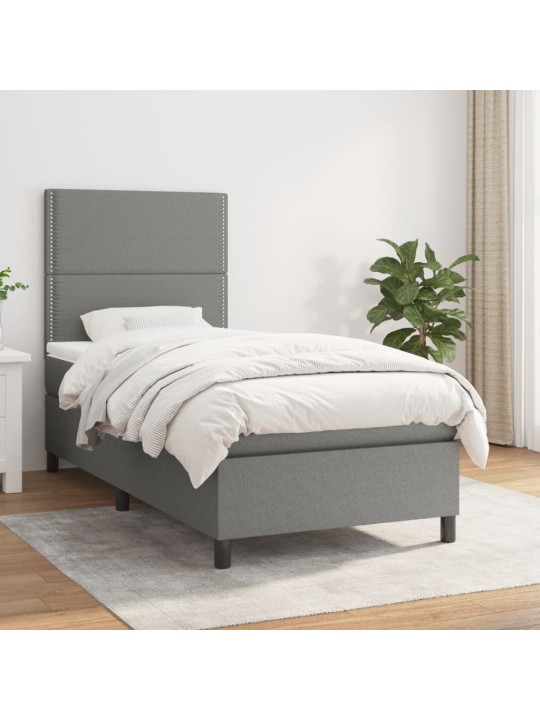 Box spring postel s matrací tmavě šedá 90x190 cm textil