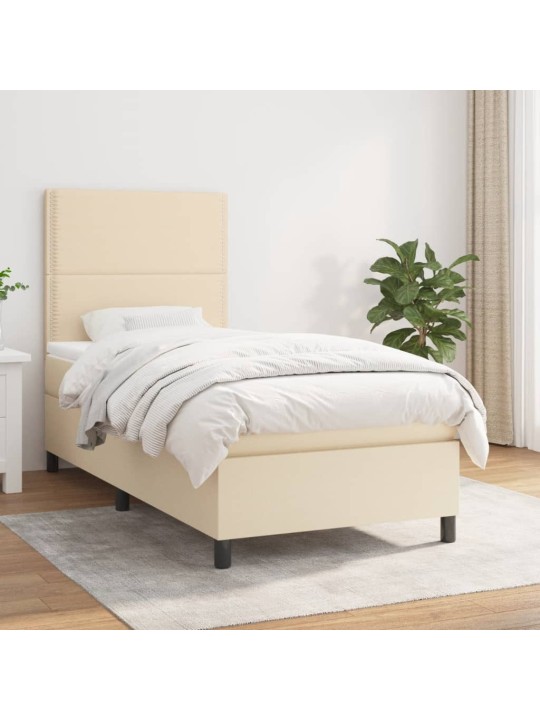 Box spring postel s matrací krémová 90x190 cm textil