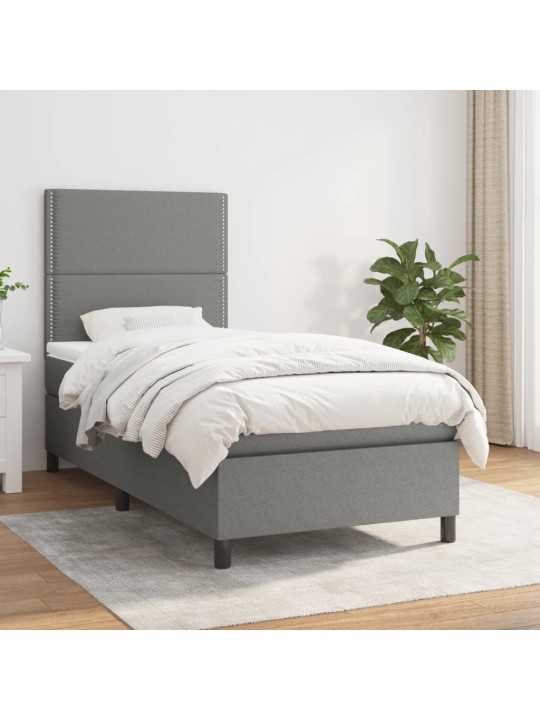 Box spring postel s matrací tmavě šedá 90x200 cm textil