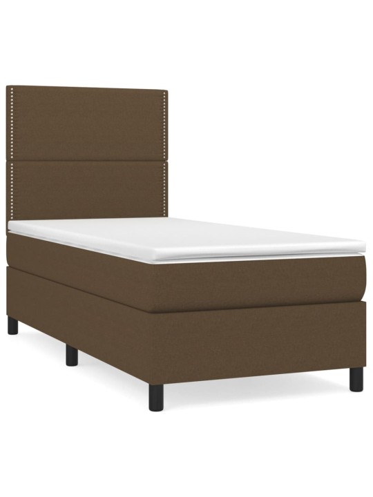Box spring postel s matrací tmavě hnědá 90x200 cm textil