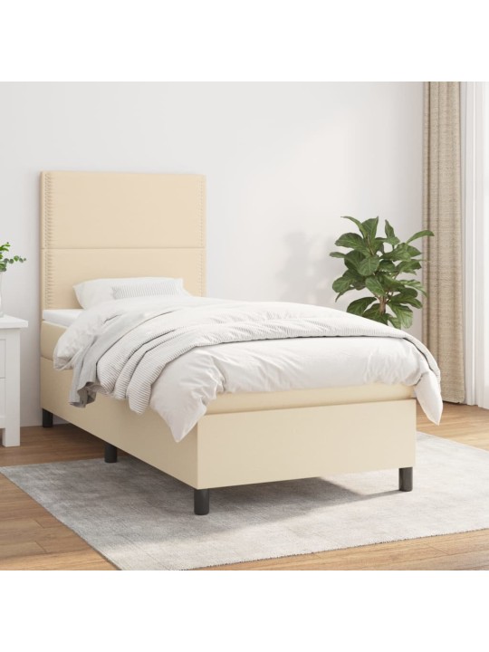 Box spring postel s matrací krémová 100 x 200 cm textil
