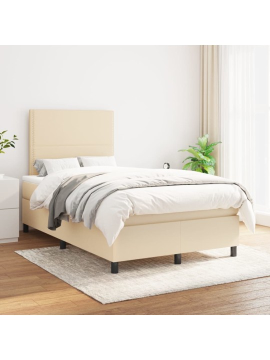Box spring postel s matrací krémová 120x200 cm textil