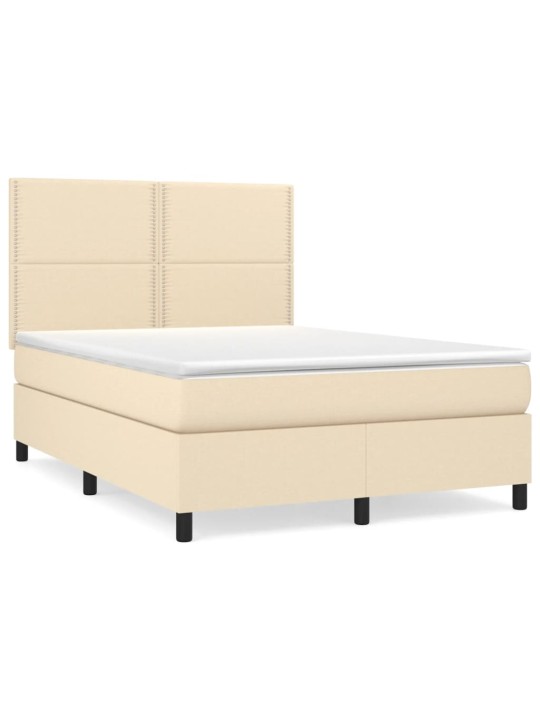 Box spring postel s matrací krémová 140x190 cm textil