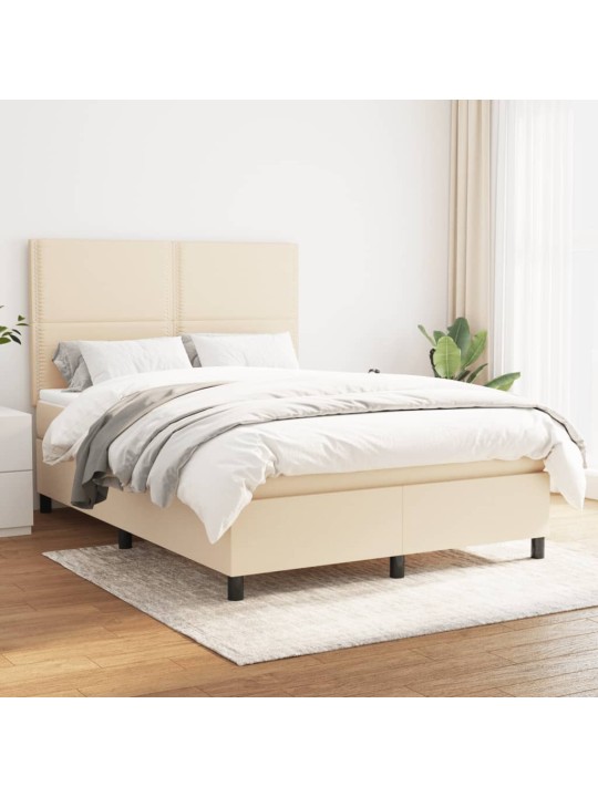 Box spring postel s matrací krémová 140x190 cm textil