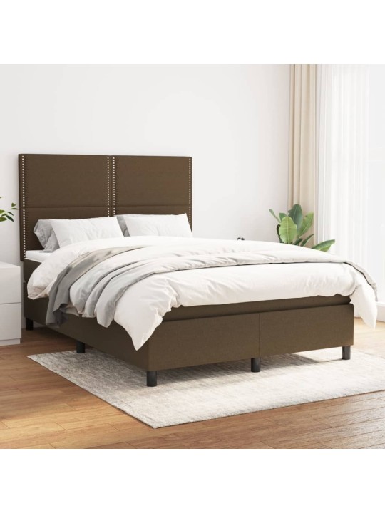 Box spring postel s matrací tmavě hnědá 140x200 cm textil
