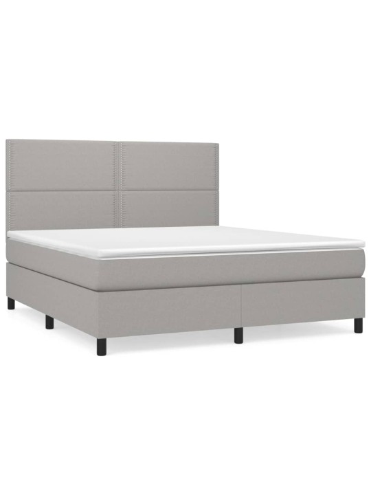 Box spring postel s matrací světle šedá 160 x 200 cm textil